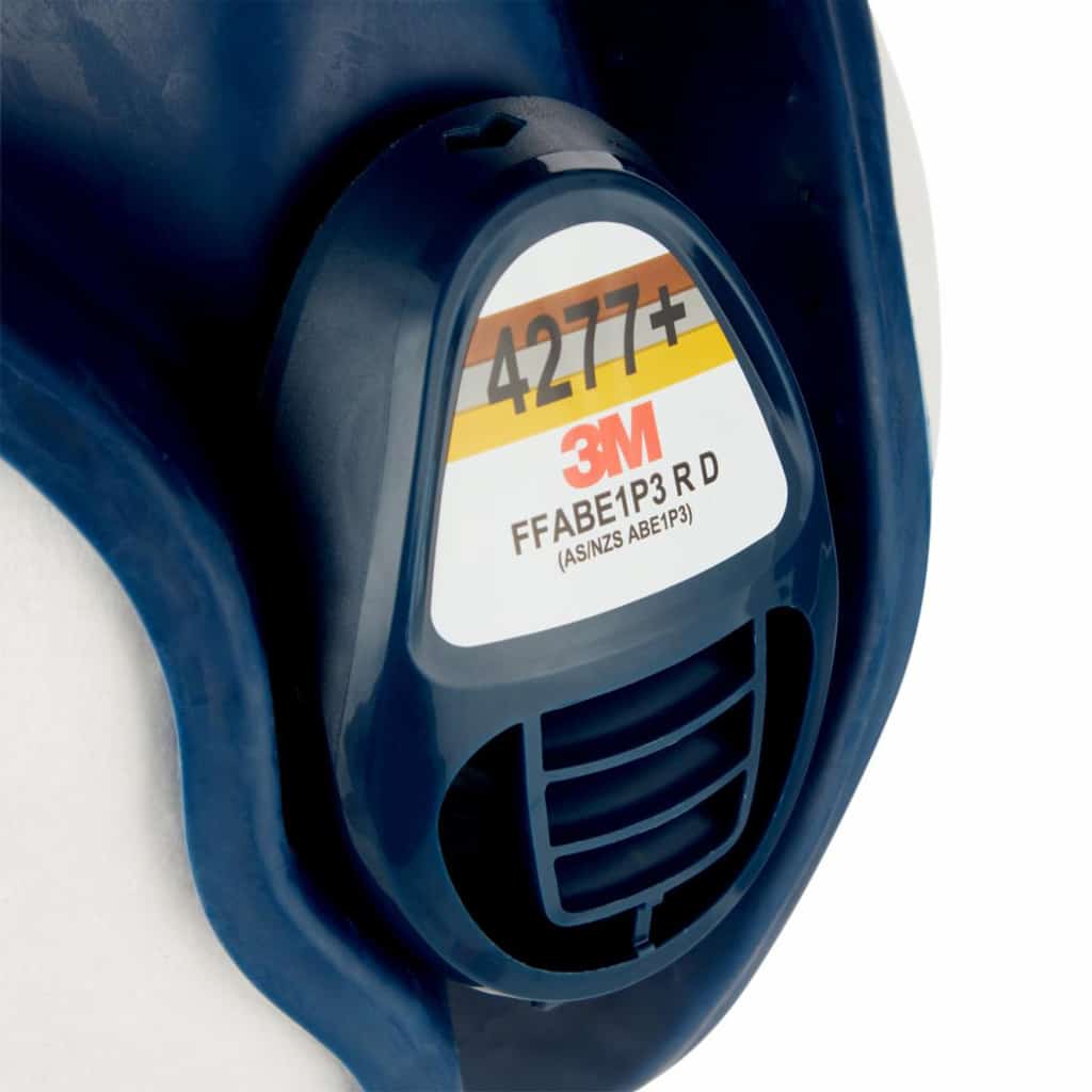 4277F 3M filtrerande halvmask med FFABE1P3 R D-filter detalj filterfäste